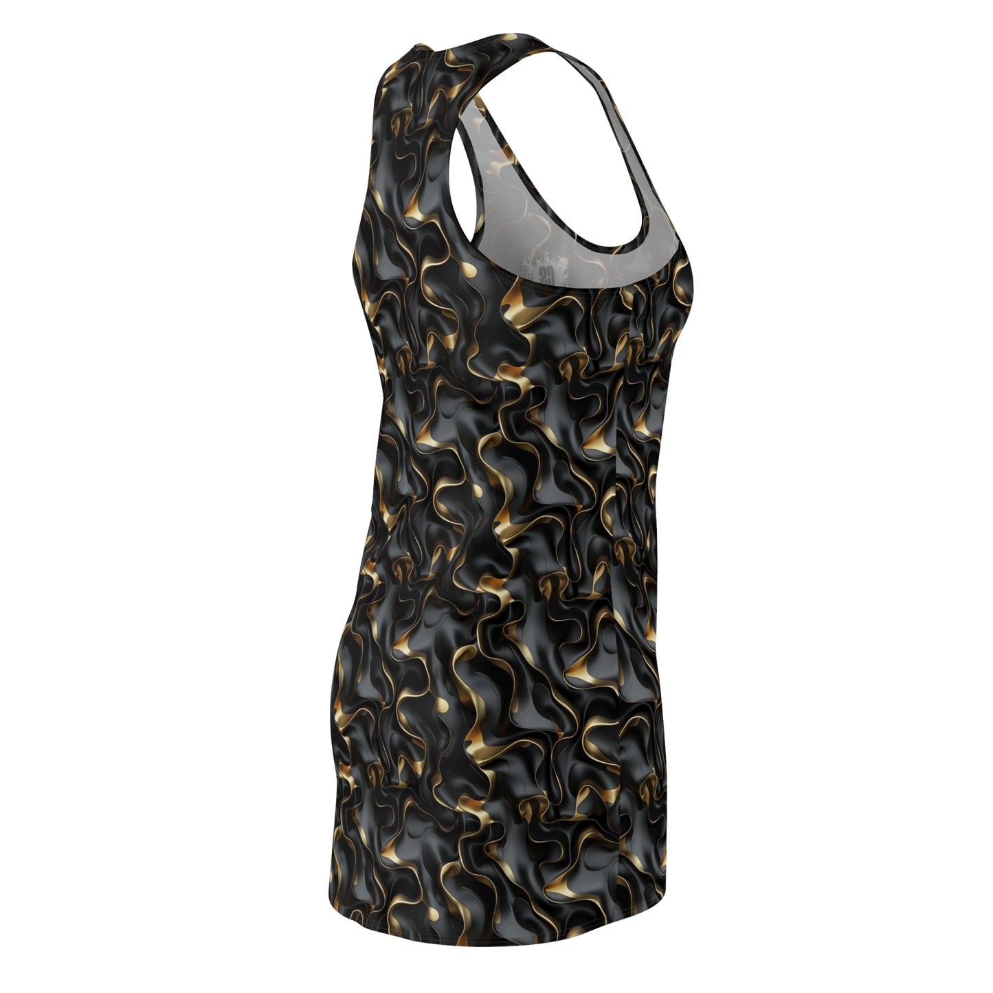 Black & Gold Ruffles Women's Cut & Sew Racerback Dress