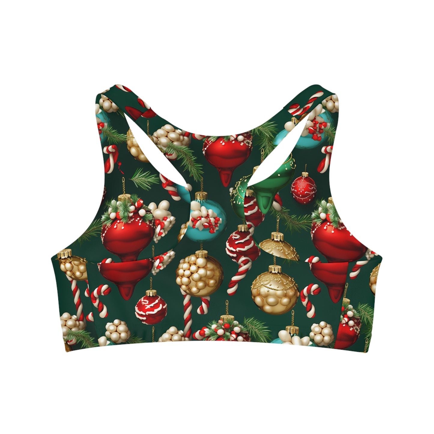 Christmas Ornaments Seamless Sports Bra