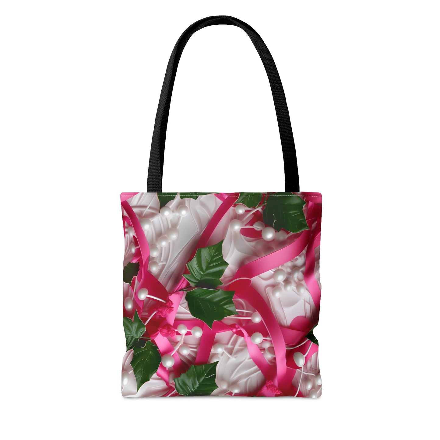 Pink Ribbons, Ivy & Pearls Tote Bag