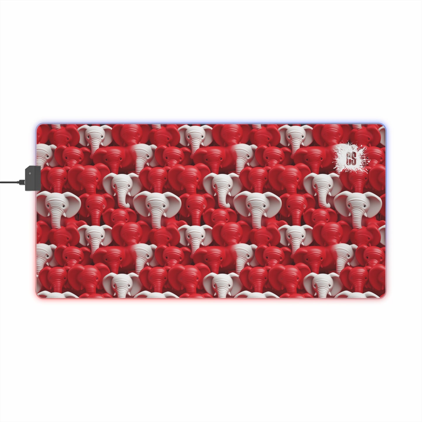 Red & White Elephants LED Gaming Mouse Pad