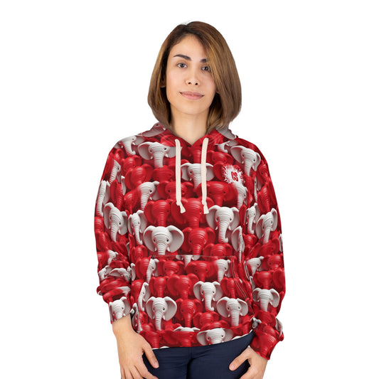 Red & White Elephants Unisex Pullover Hoodie