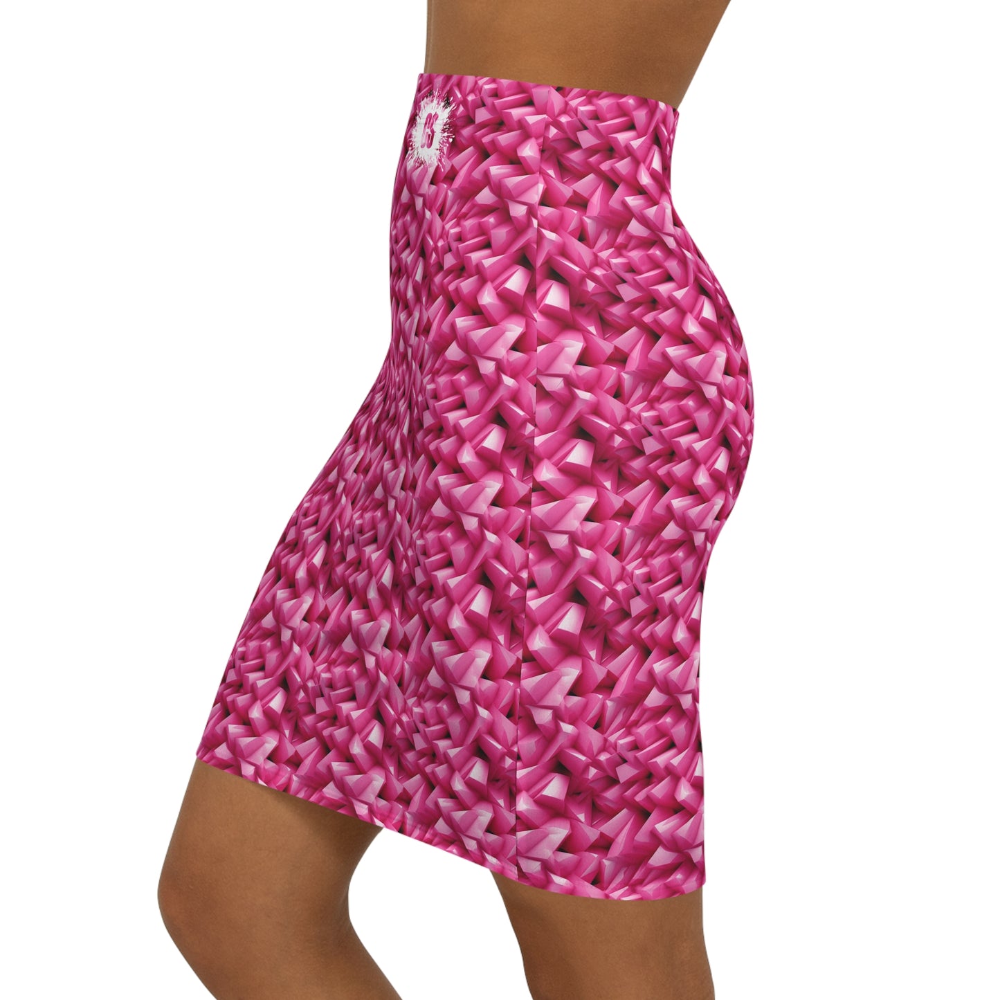 Geometric Pink Women's Mid-Waist Pencil Skirt