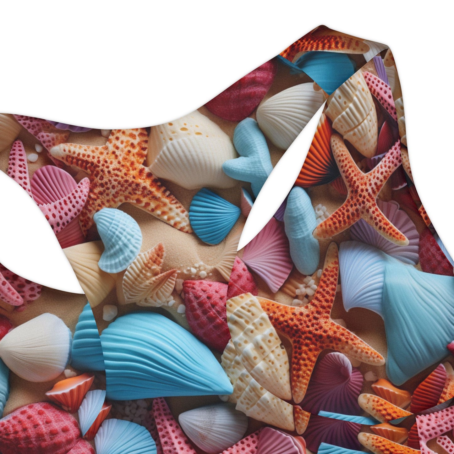 Seashells & Starfish Girls' Swimsuit Crop Top (AOP)