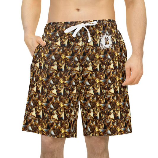 Gold Pyramids Athletic Long Shorts