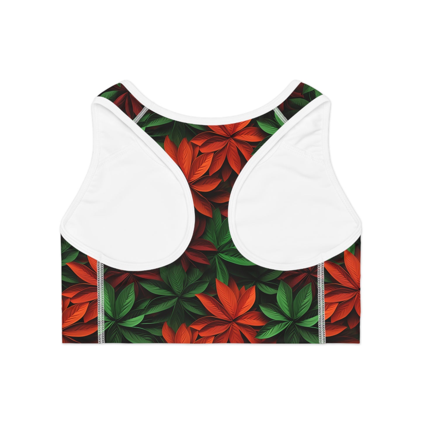 Festive Holiday Leaves Sports Bra