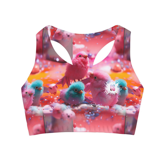 Colorful Bird Menagerie Girls' Swimsuit Crop Top