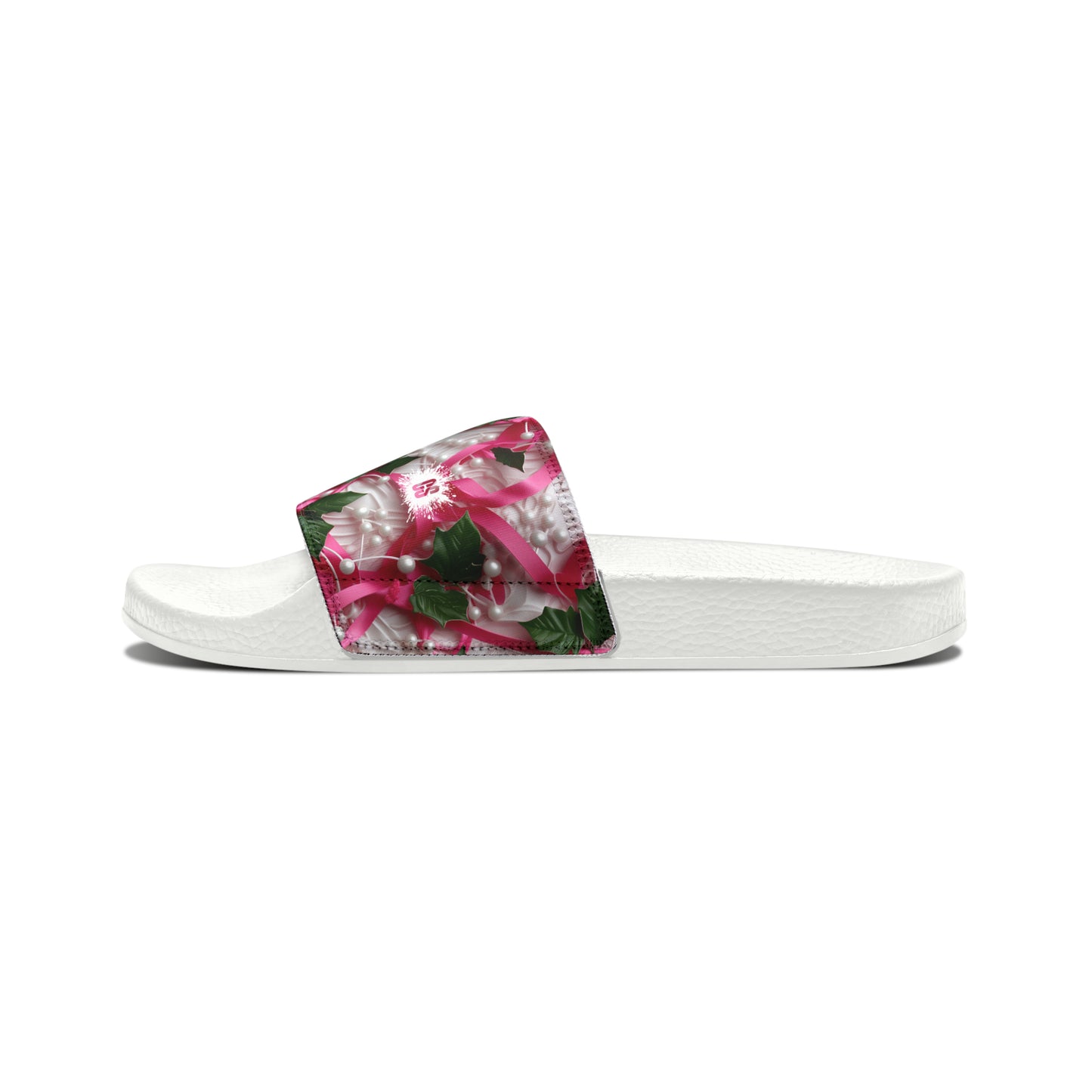 Pink Ribbons, Ivy & Pearls Women's PU Slide Sandals