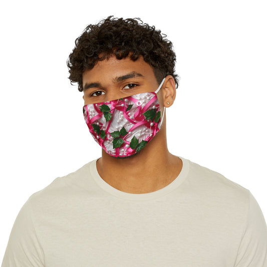 Pink Ribbons, Ivy & Pearls Snug-Fit Fabric Face Mask