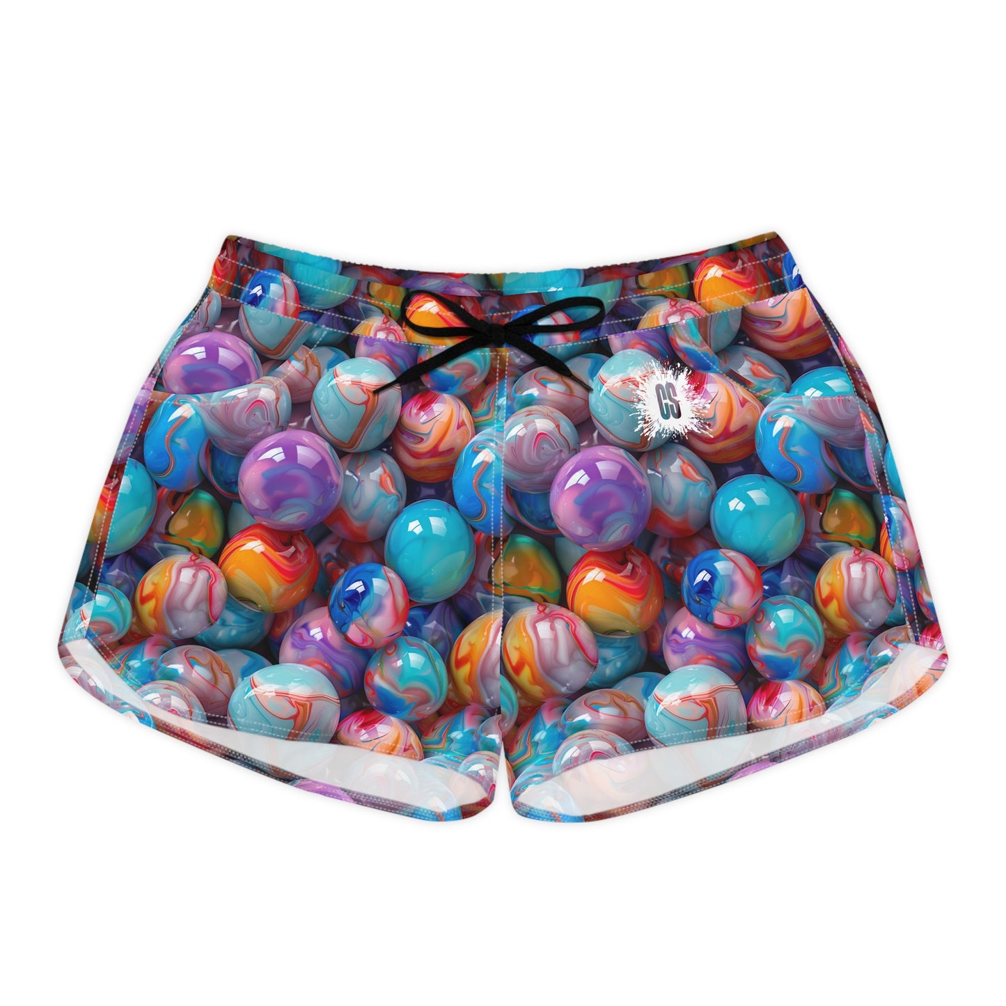 Glossy Colorful Marbles Women's Casual Shorts