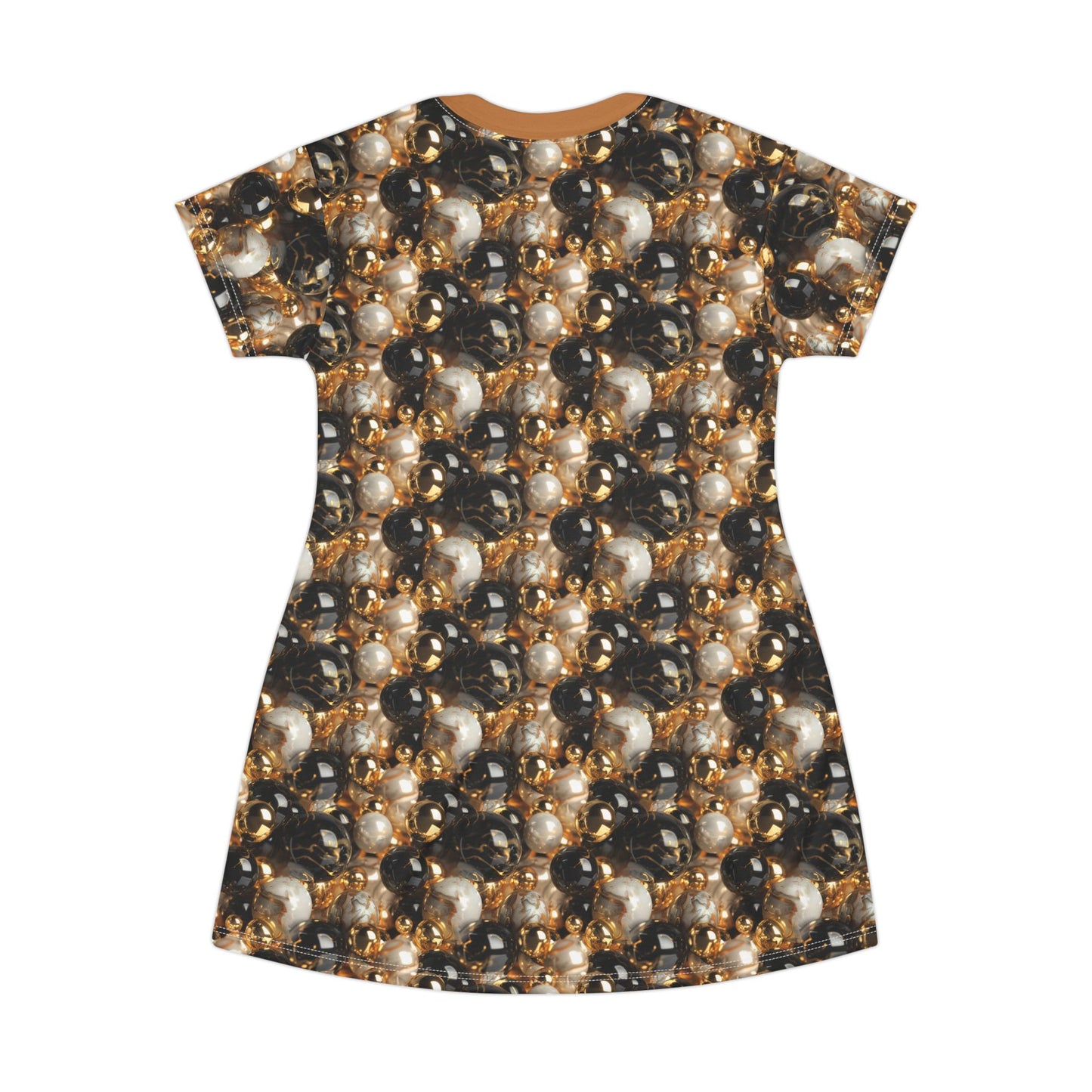 Black & Gold Marbles T-Shirt Dress