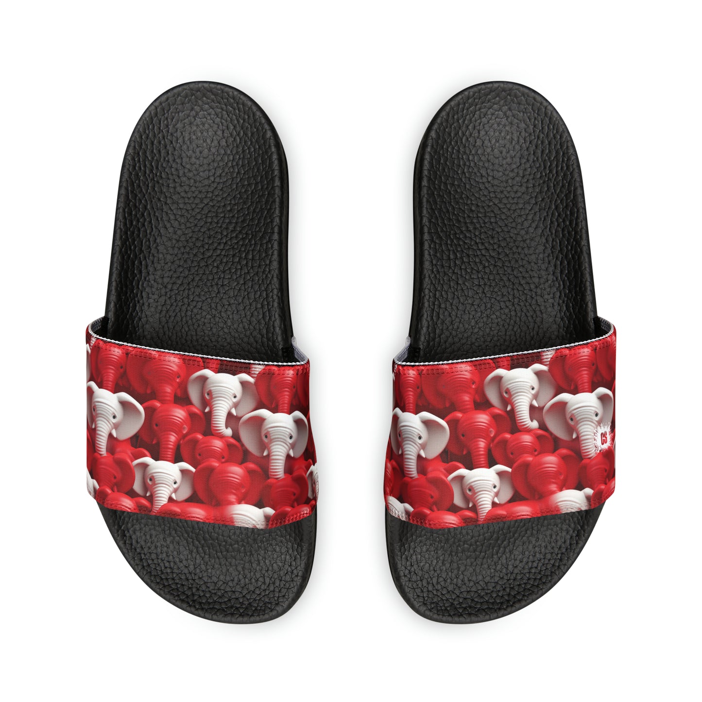 Red & White Elephants Women's PU Slide Sandals