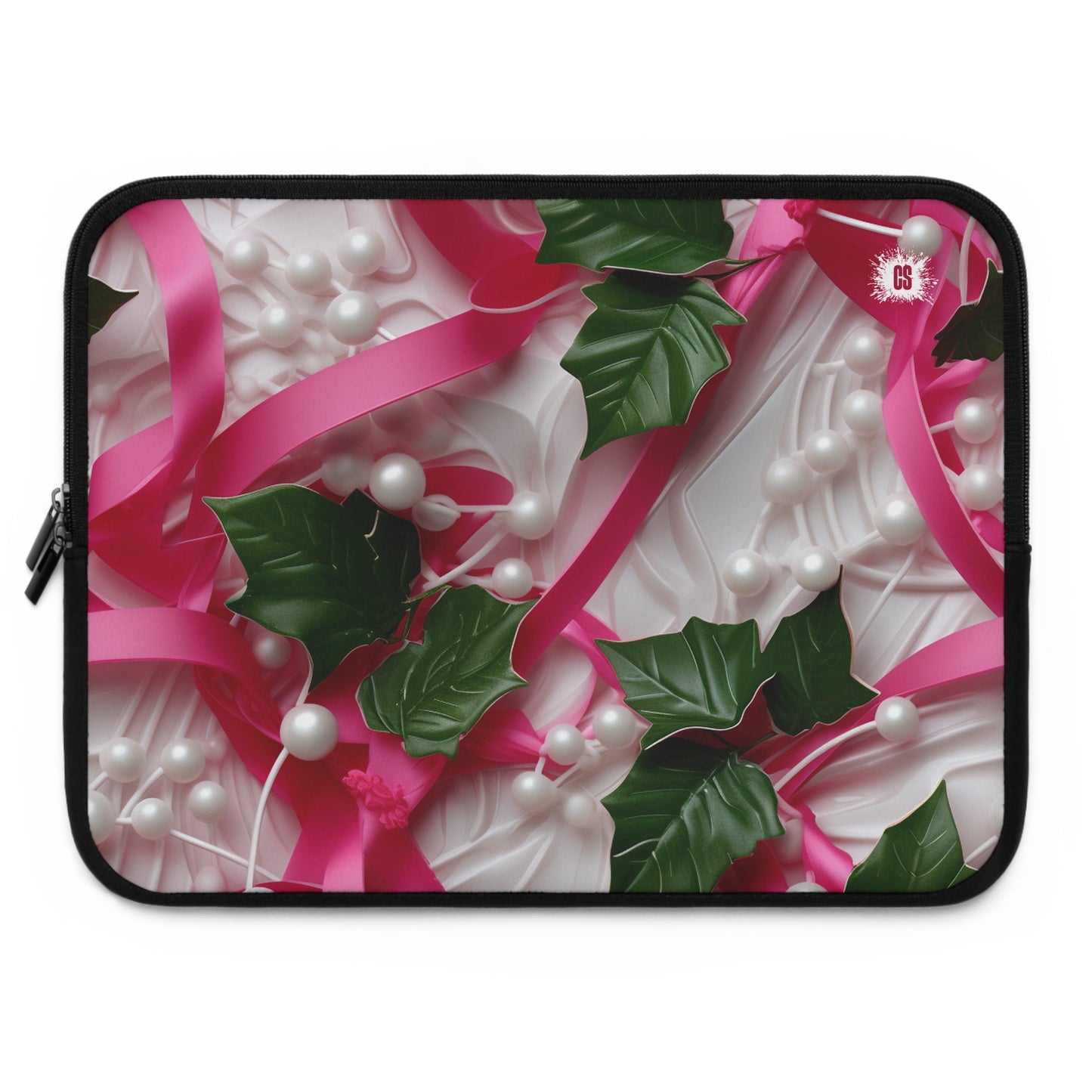 Pink Ribbons, Ivy & Pearls Laptop Sleeve