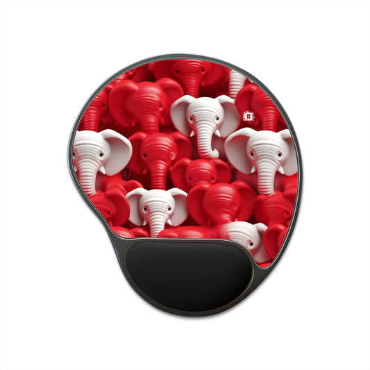 Red & White Elephants Mouse Pad With Wrist Rest