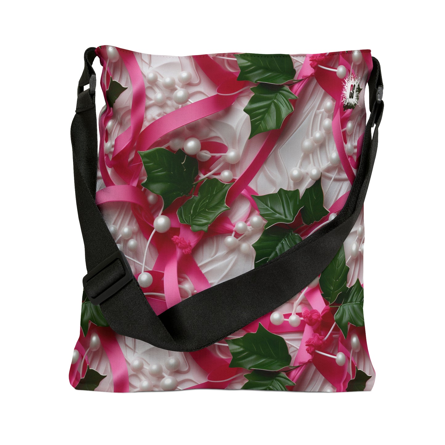 Pink Ribbons, Ivy & Pearls Adjustable Tote Bag