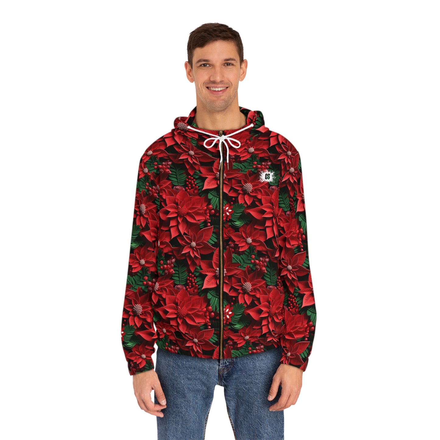 Christmas Leaves Men's Full-Zip Hoodie