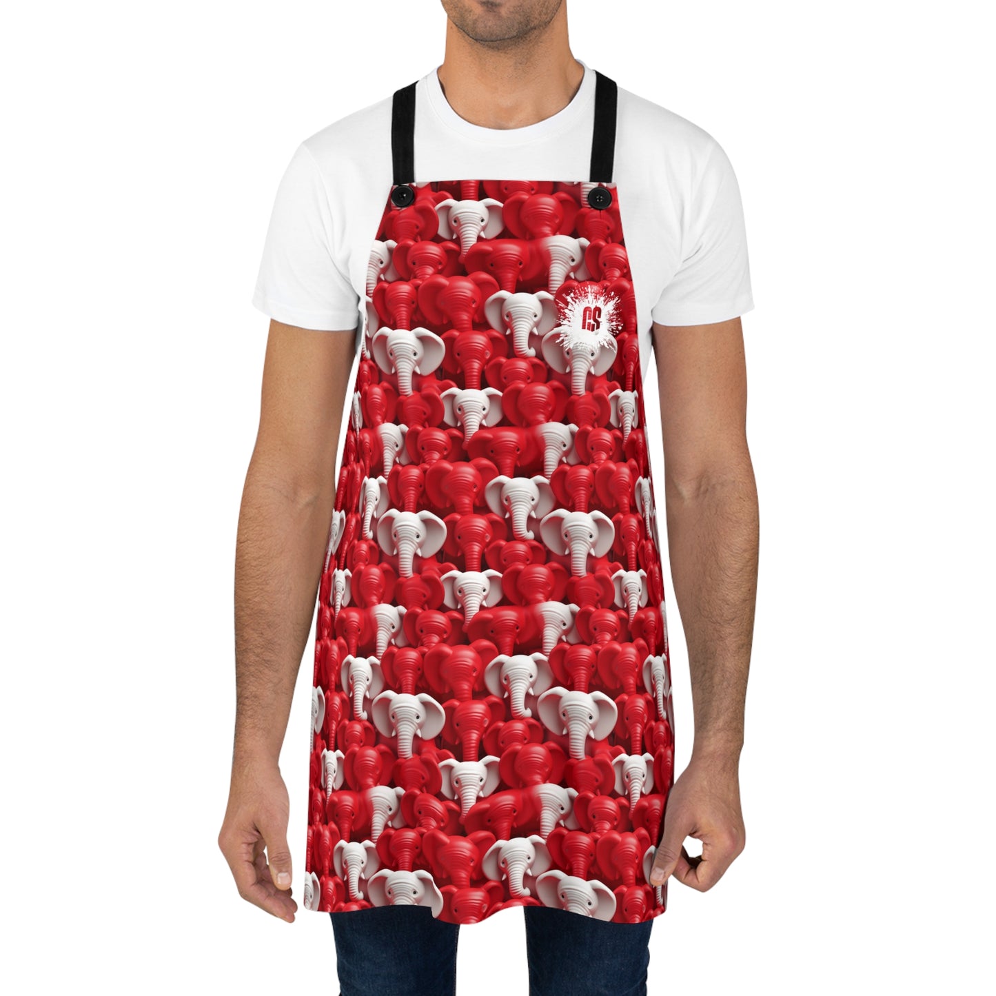 Red & White Elephants Apron