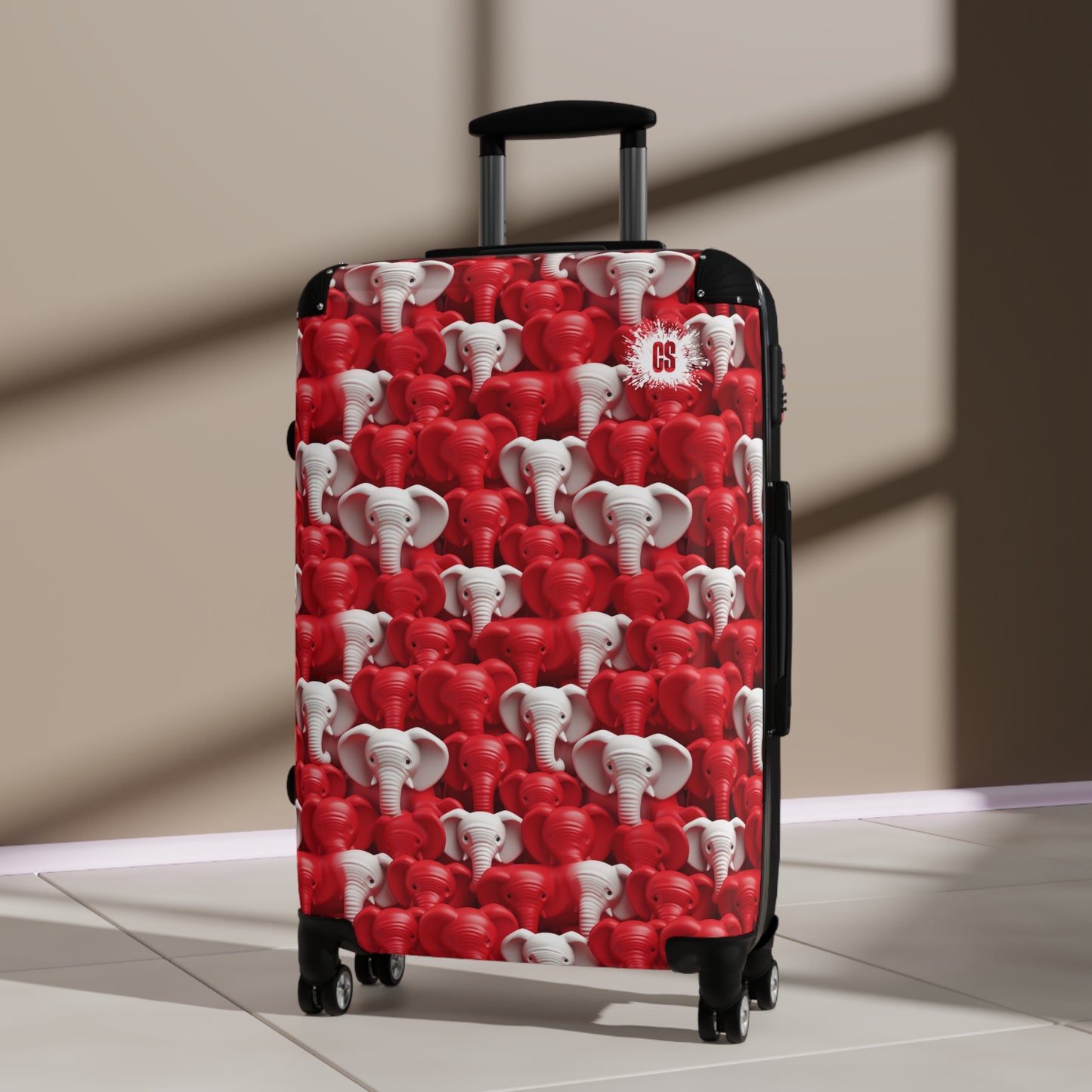 Red & White Elephants Suitcase