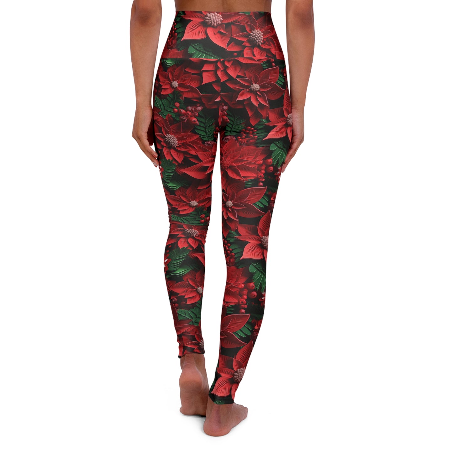 Christmas Leaves High Waisted Yoga Leggings