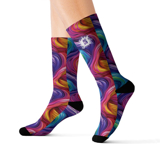 Colorful Paint Swirls Sublimation Socks