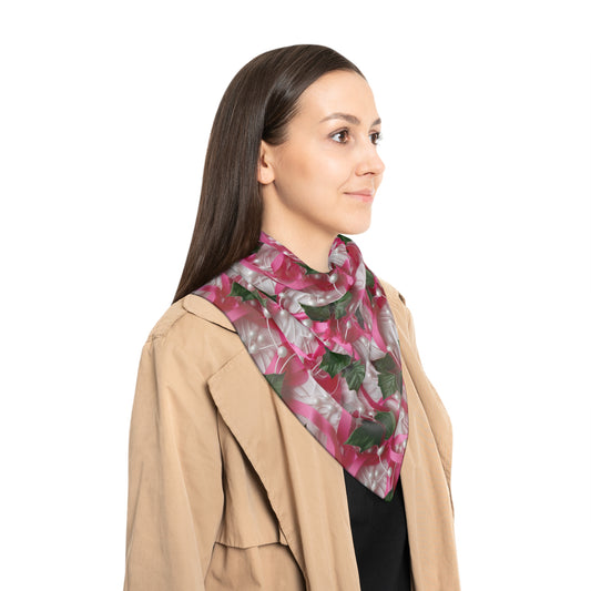 Pink Ribbons, Ivy & Pearls Poly Scarf