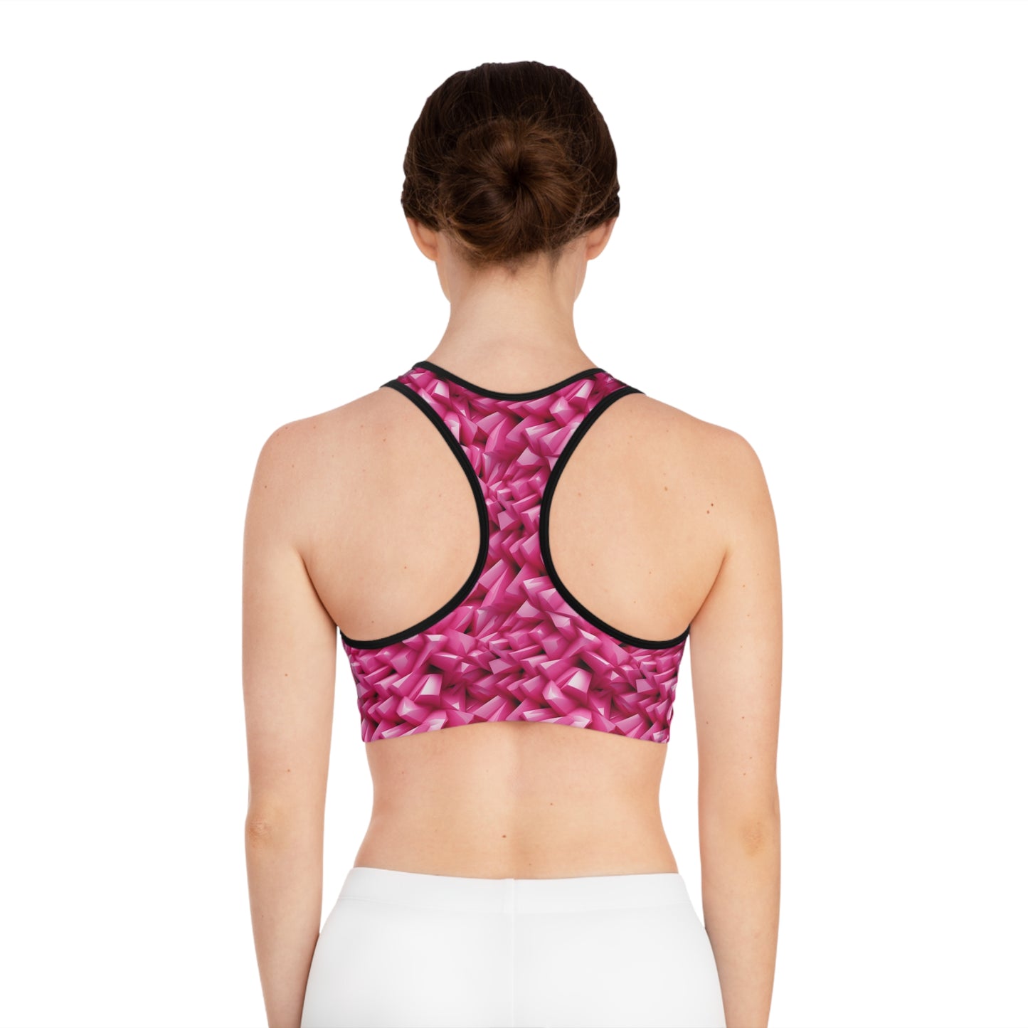 Geometric Pink Sports Bra