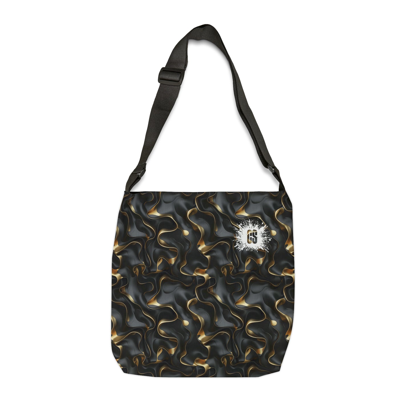 Black & Gold Ruffles Adjustable Tote Bag