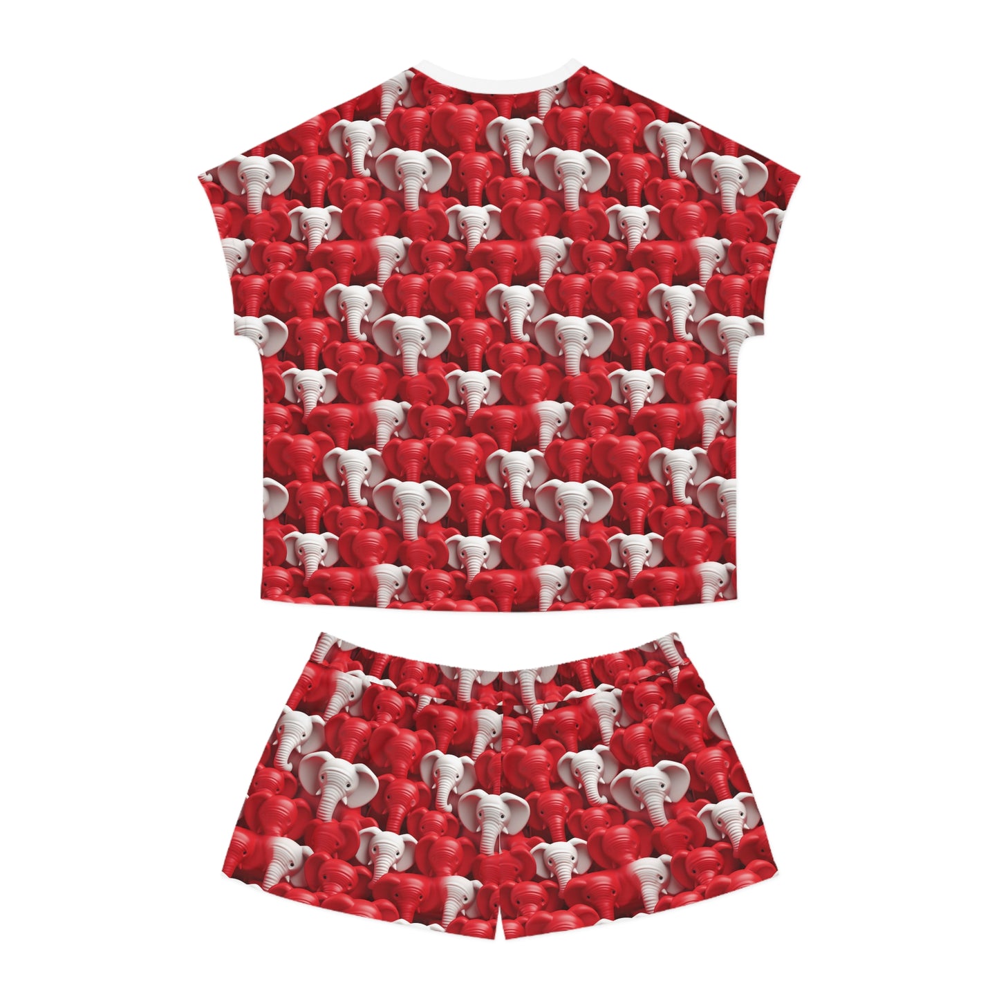 Red & White Elephants Women's Short Pajama Set