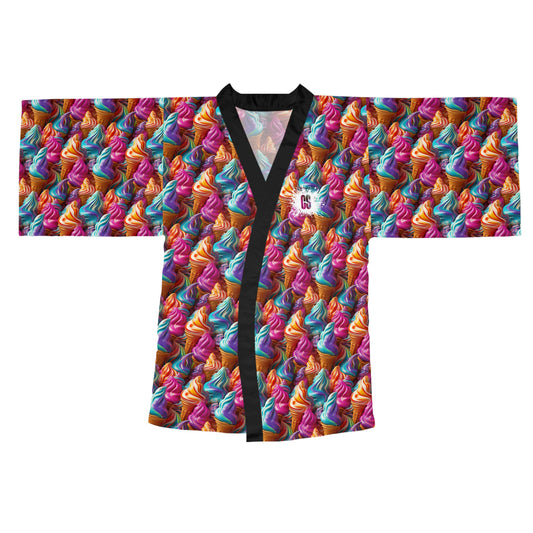 Ice Cream Cone Fantasy Long Sleeve Kimono Robe