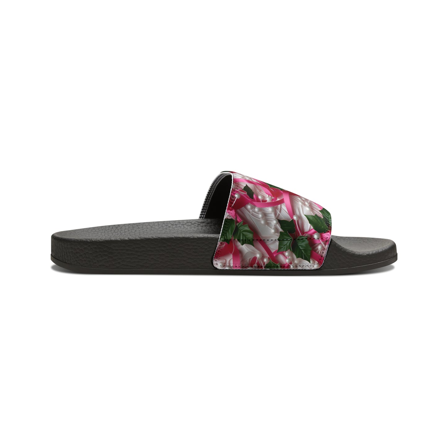 Pink Ribbons, Ivy & Pearls Women's PU Slide Sandals