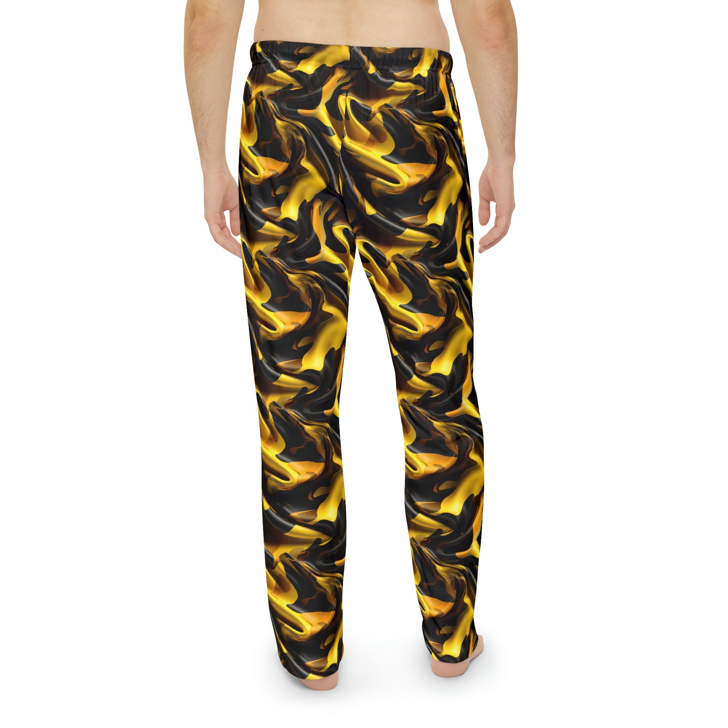 Black & Gold Satin Men's Pajama Pants