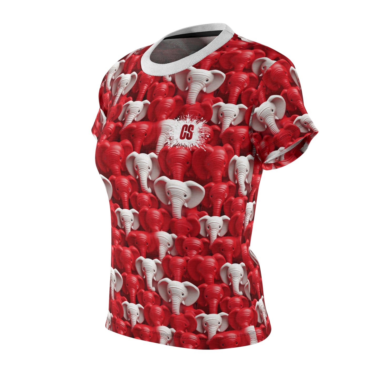 Red & White Elephants Women's Cut & Sew Tee