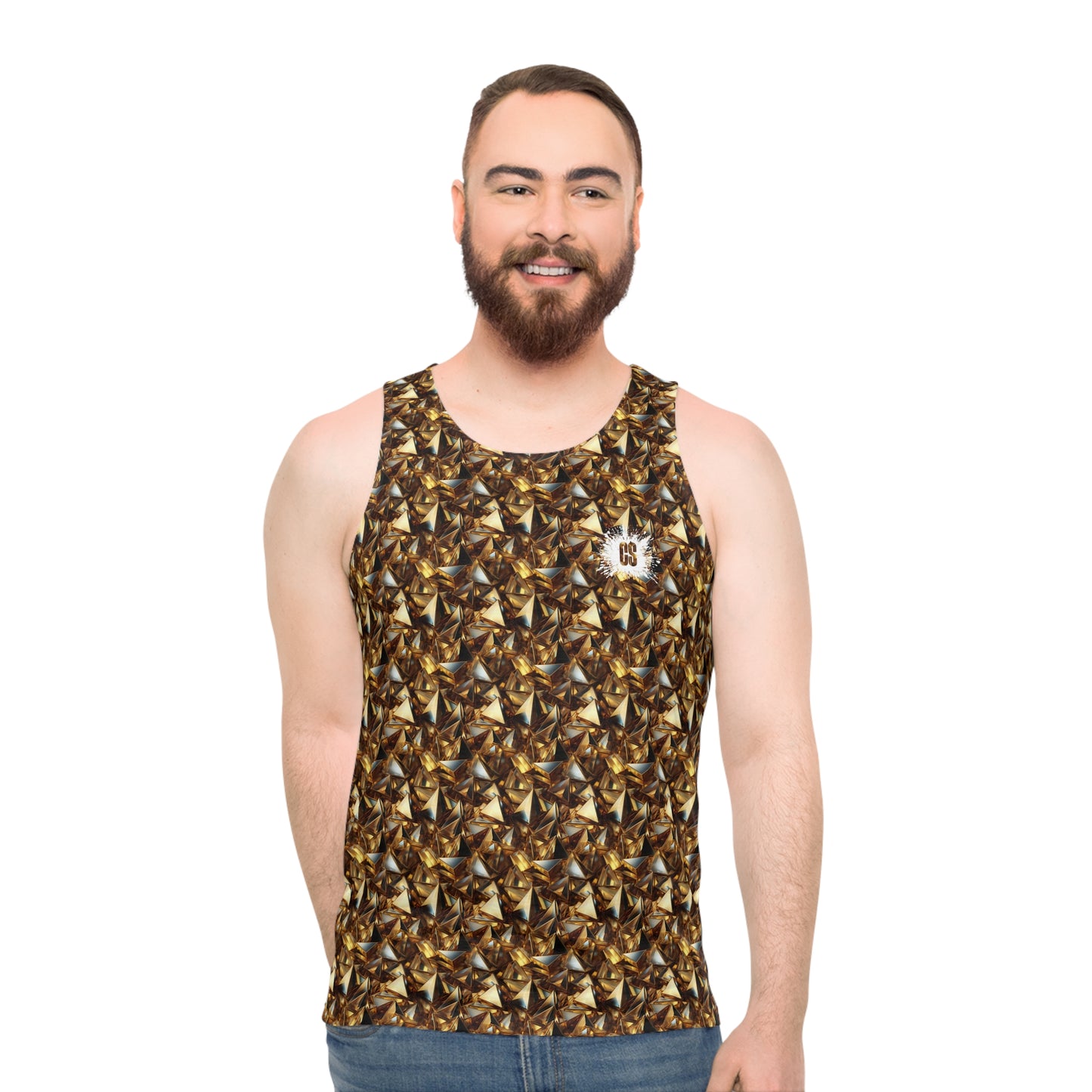 Black & Gold Pyramids Unisex Tank Top