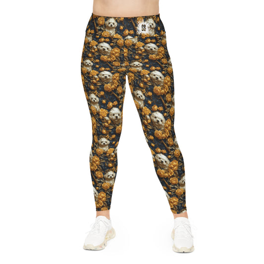 Poodles & Yellow Roses Plus Size Leggings