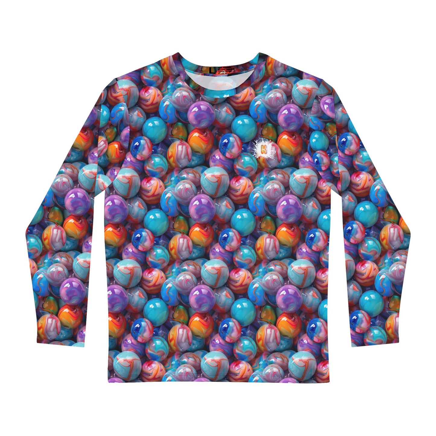 Glossy Marbles Men's Long Sleeve Shirt - Playful Style for Relaxed Outings