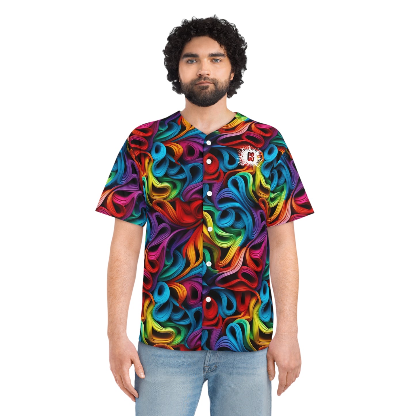 Rubber Band Rainbow Men's Baseball Jersey