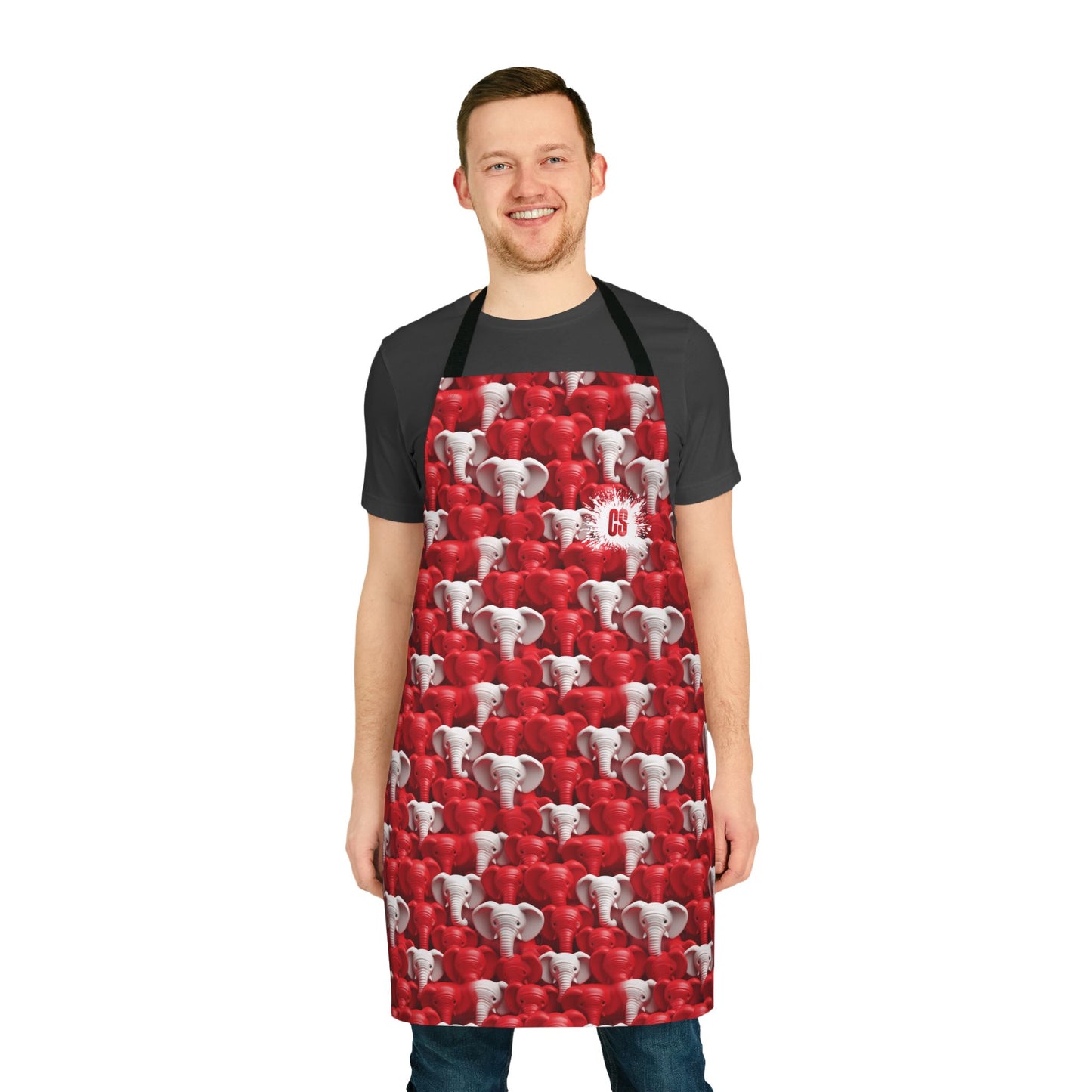 Red & White Elephants Apron