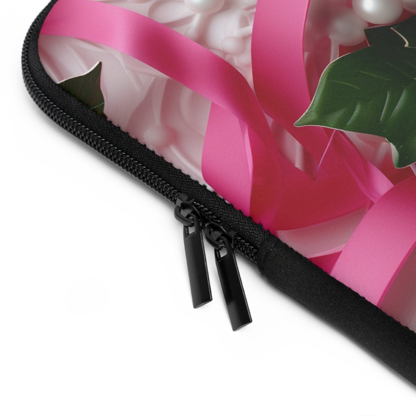 Pink Ribbons, Ivy & Pearls Laptop Sleeve