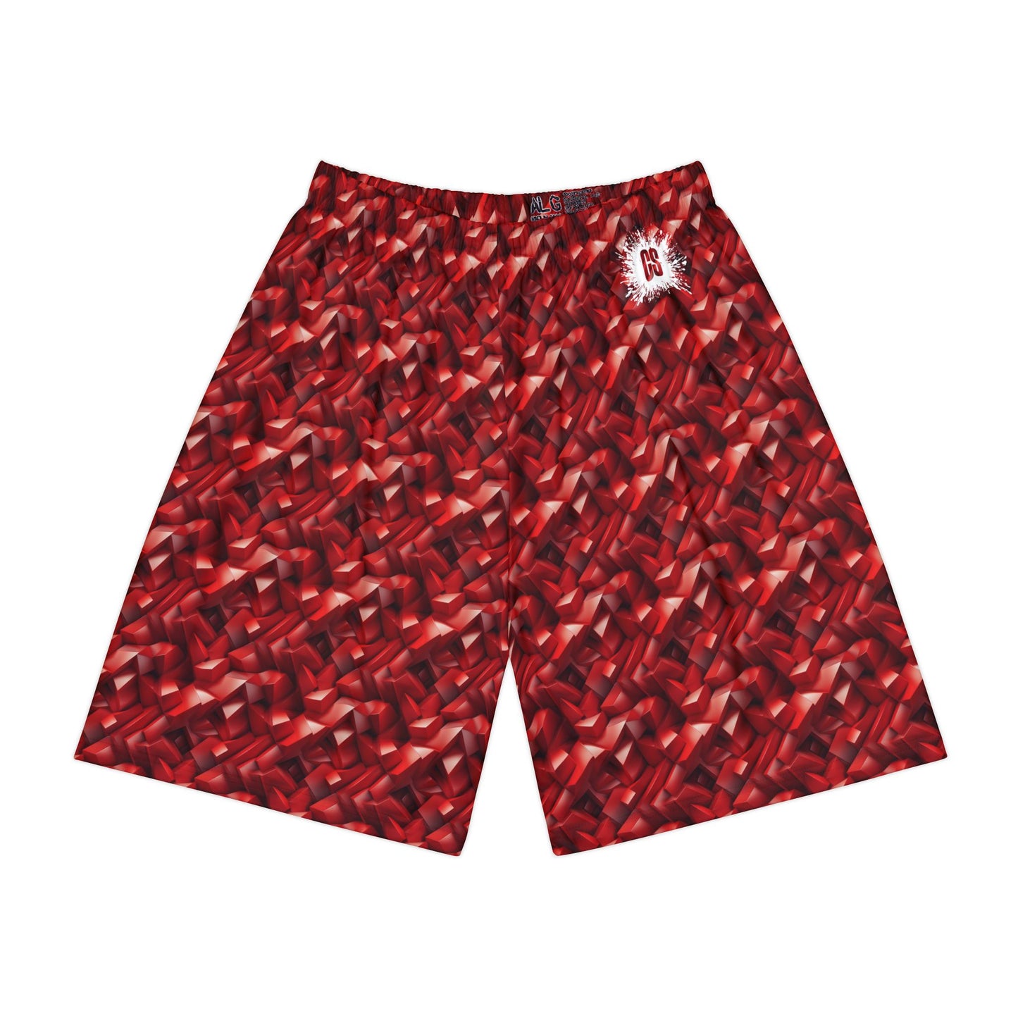 Geometric Crimson Men’s Sports Shorts