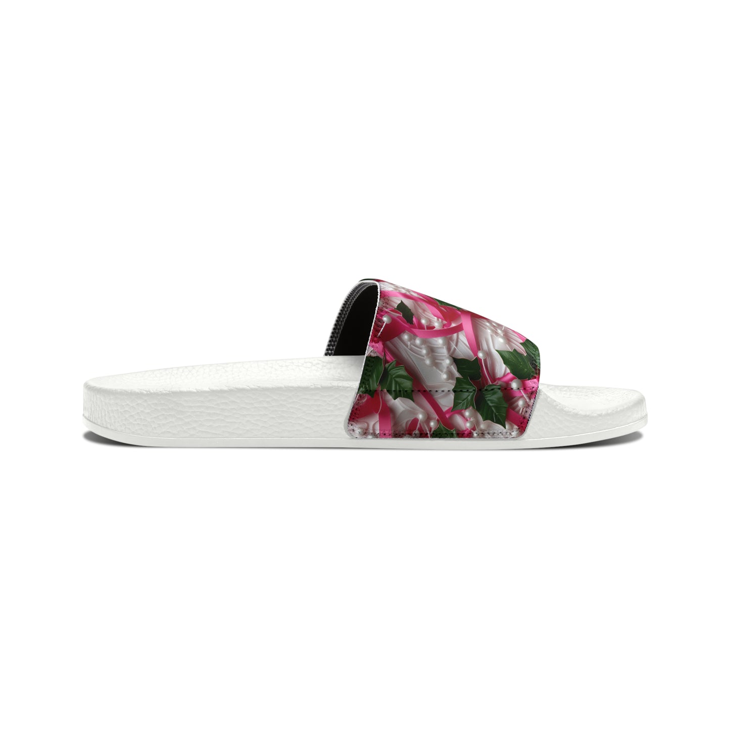 Pink Ribbons, Ivy & Pearls Women's PU Slide Sandals