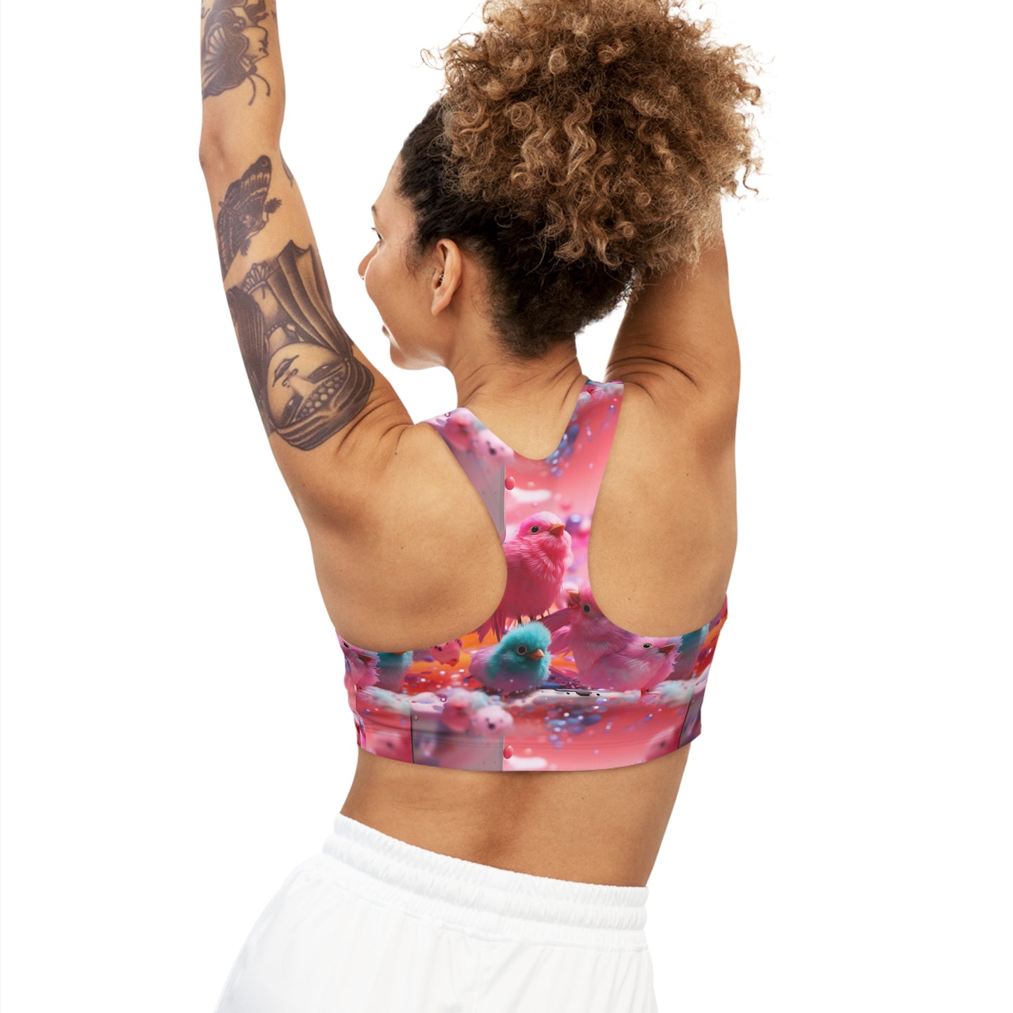 Colorful Bird Menagerie Seamless Sports Bra