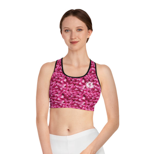 Geometric Pink Sports Bra