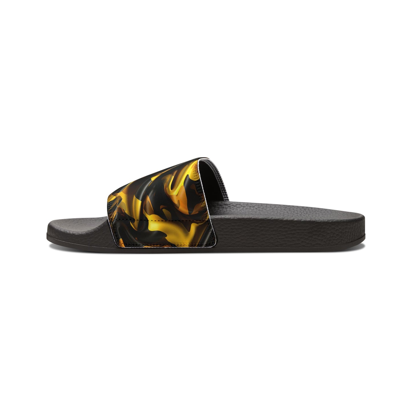 Black & Gold Satin Men's Removable-Strap Sandals