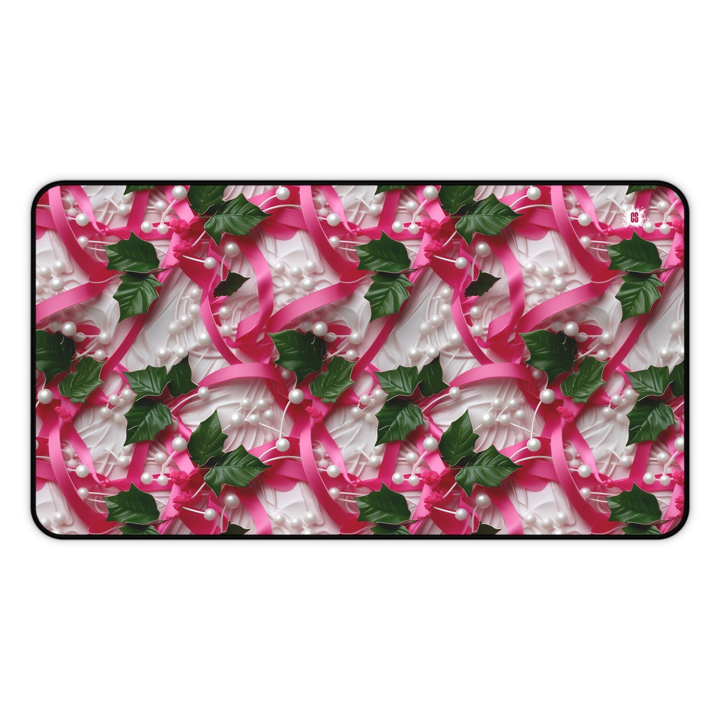 Pink Ribbons, Ivy & Pearls Desk Mat