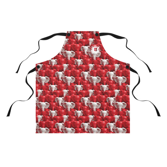 Red & White Elephants Apron