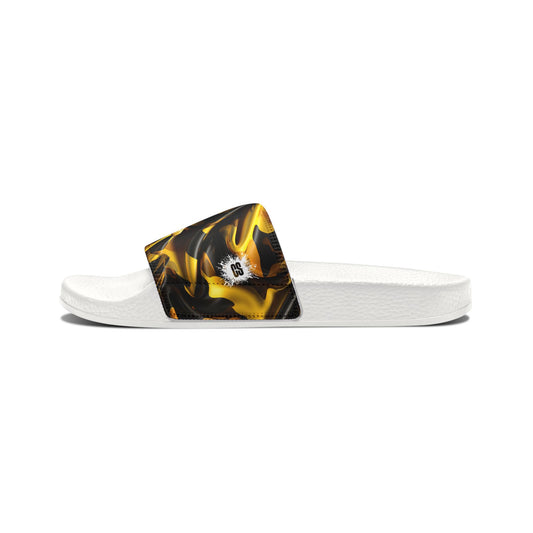 Black & Gold Satin Sphinx Men's Removable-Strap Sandals