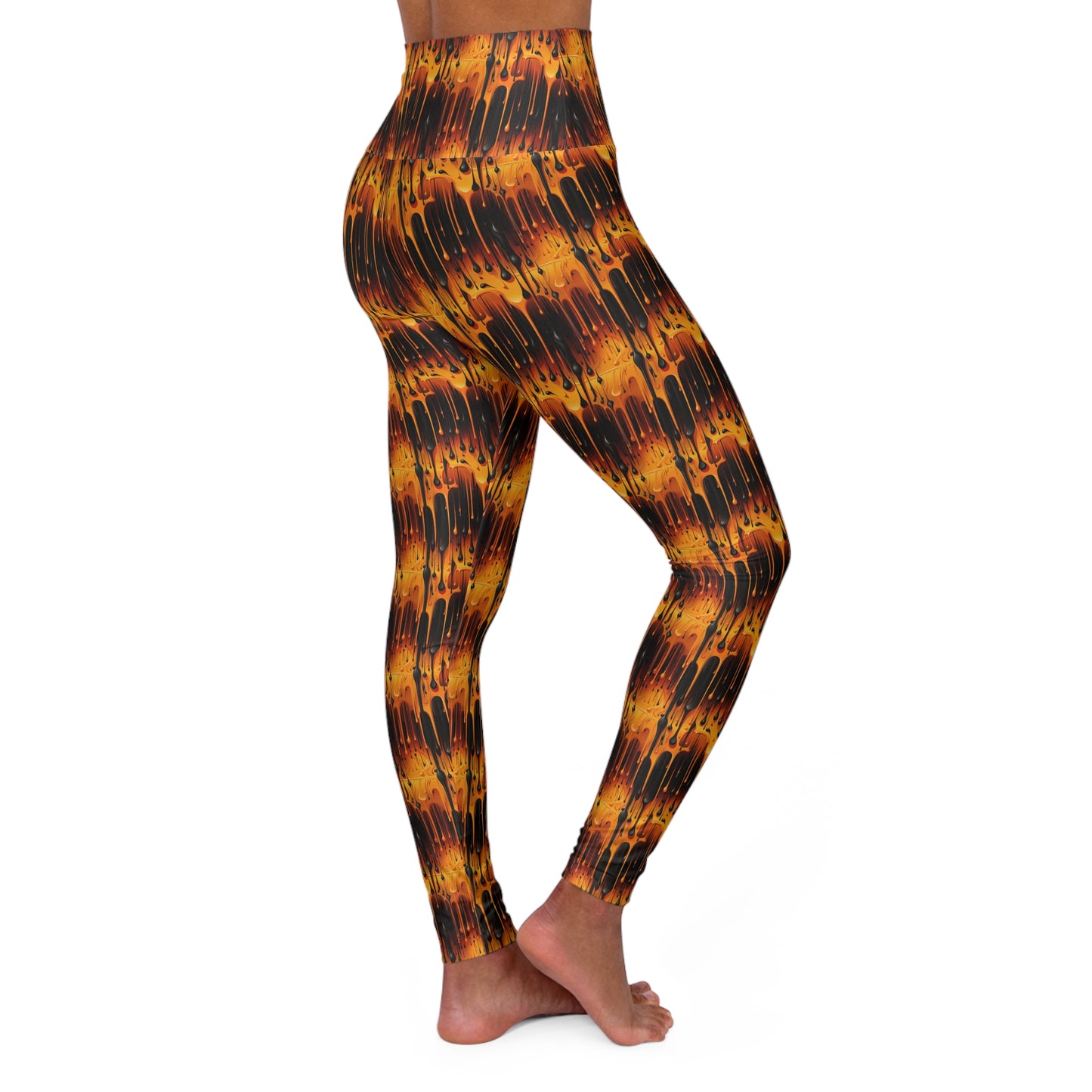Orange & Black Paint High Waisted Yoga Leggings