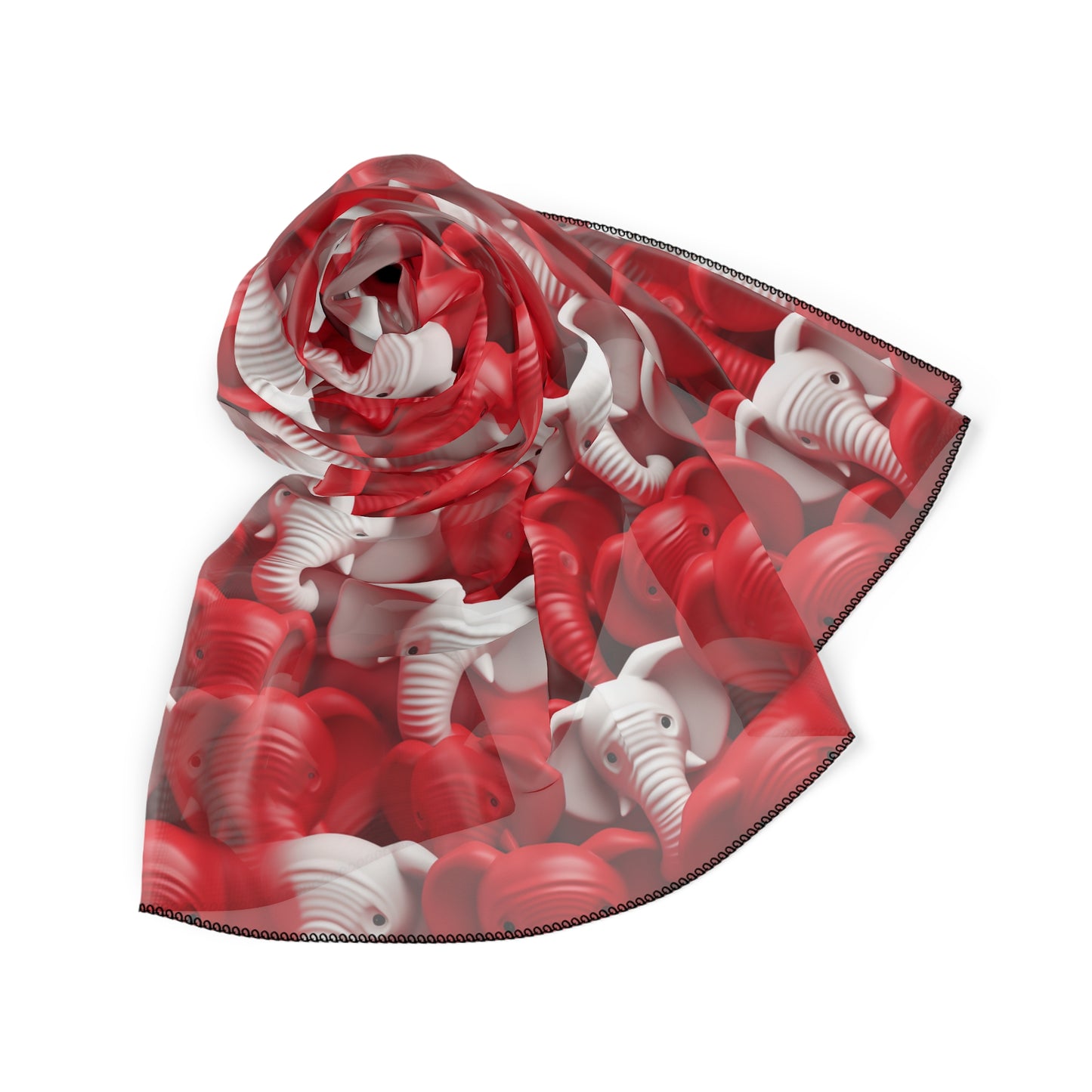 Red & White Elephants Poly Scarf