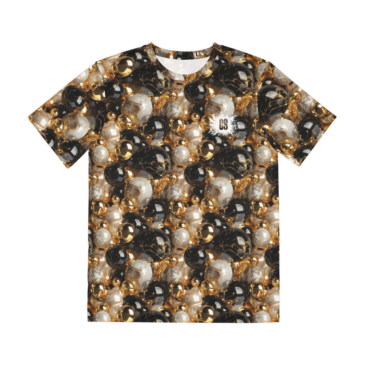 Black & Gold Marbles Men's Polyester Tee