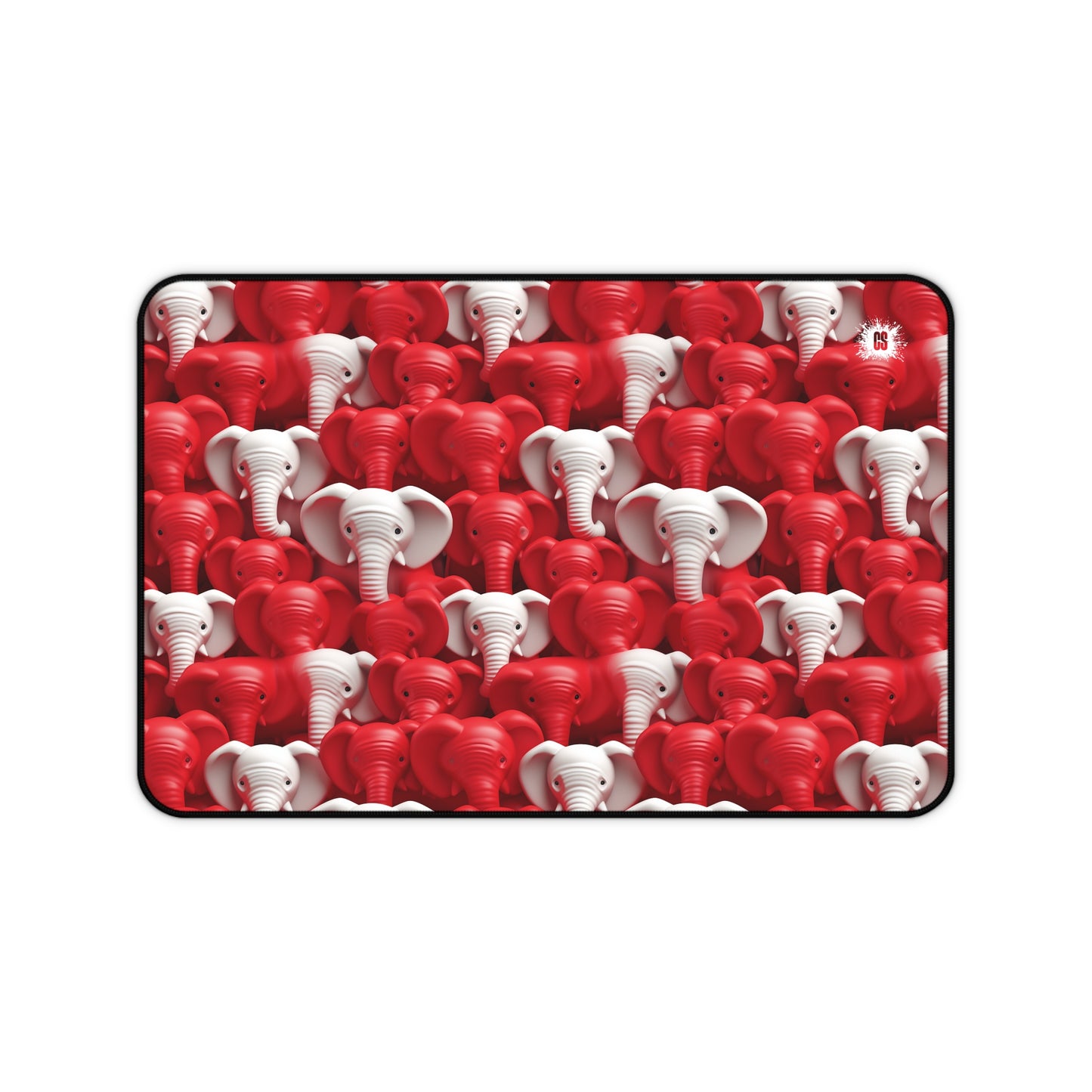 Red & White Elephants Desk Mat