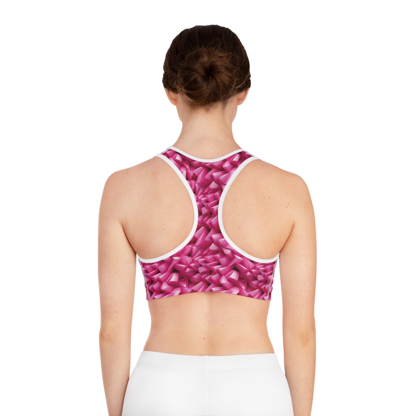 Geometric Pink Sports Bra